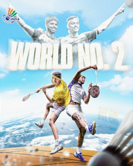 BWF रैंकिंग: करियर के सर्वश्रेष्ठ दूसरे स्थान पर पहुंची चिराग-सात्विक की जोड़ी