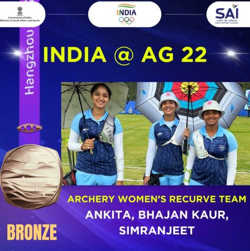 एशियाई खेल : भारतीय महिला रिकर्व तीरंदाजी टीम ने जीता कांस्य, कुल पदकों की संख्या 87 पहुंची
