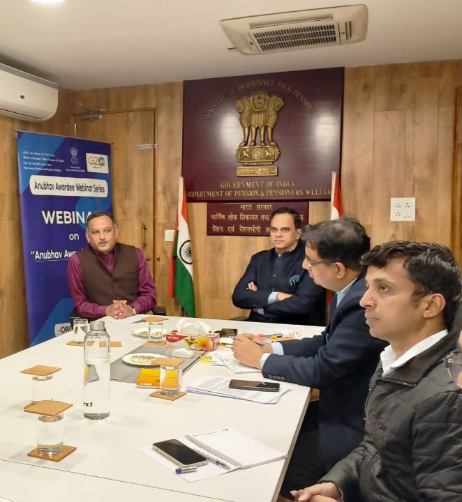 पेंशन और पेंशनभोगी कल्याण विभाग की मासिक वेबिनार श्रृंखला ‘अनुभव अवार्डी स्पीक’, अनुभव पुरस्कार विजेताओं द्वारा दिखाई गई प्रतिबद्धता और समर्पण से कर्मचारियों को प्रेरित करने का प्रयास करती है