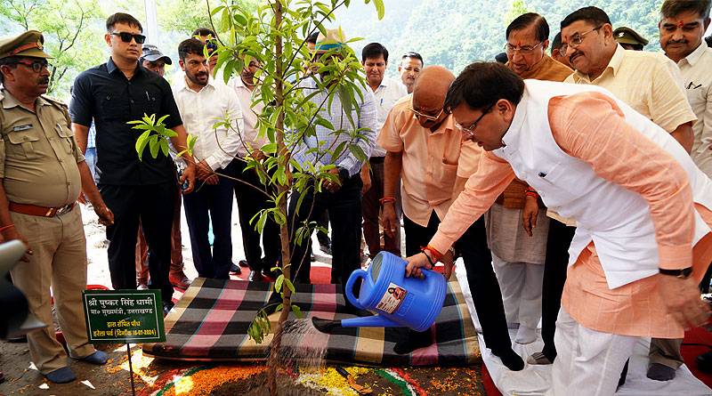 लोक पर्व हरेला : उत्तराखंड के सीएम ने वीरगति को प्राप्त उत्तराखंड के 5 सैनिकों के याद में लगाए पांच पौधे