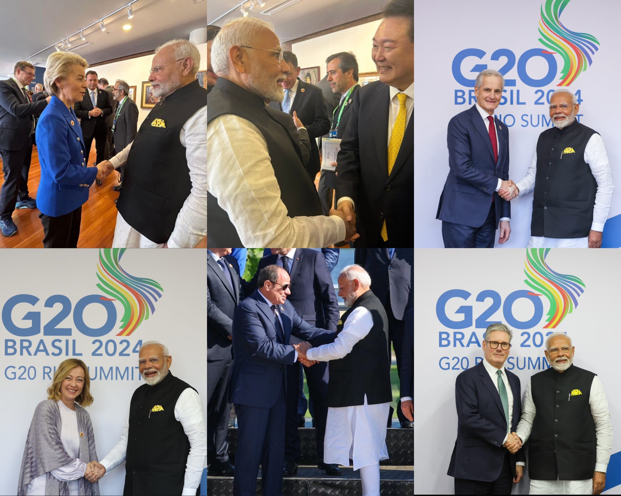 पीएम मोदी की रियो डी जेनेरियो में दुनिया के प्रमुख राष्ट्राध्यक्षों से हुई मुलाकात