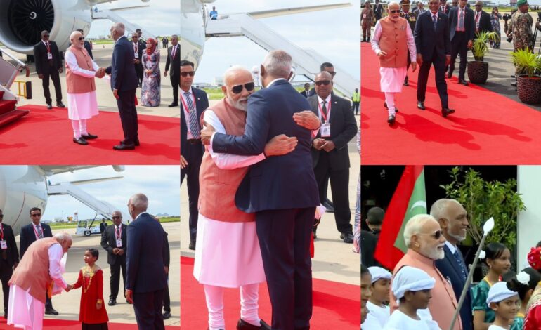मालदीव पहुंचे पीएम मोदी, स्वतंत्रता दिवस समारोह में होंगे मुख्य अतिथि, राष्ट्रपति मुइज़्ज़ू ने किया स्वागत