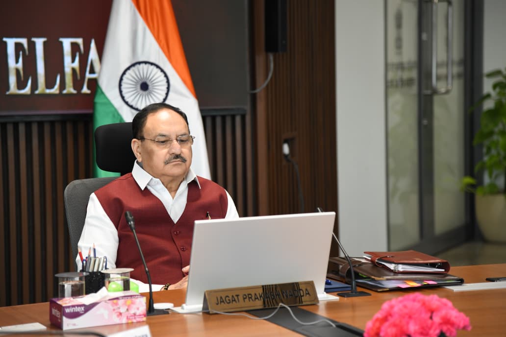 जेपी नड्डा ने केरल के स्वास्थ्य मंत्री के. मुरलीधरन के साथ वर्चुअल समीक्षा बैठक की